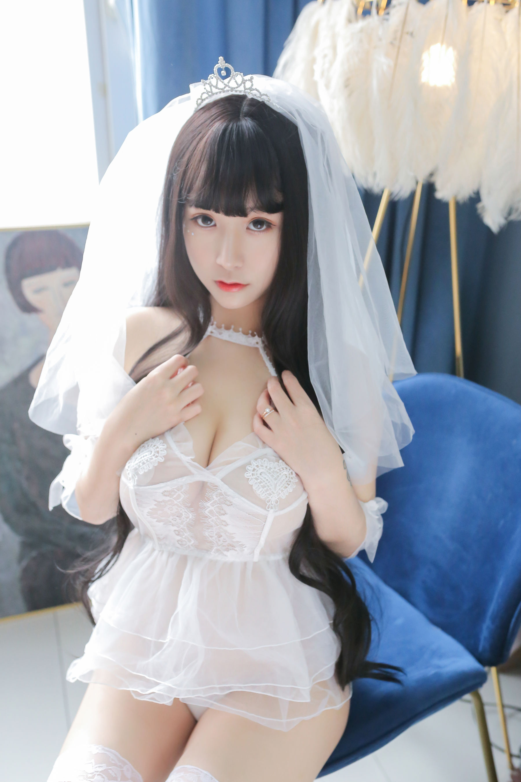 巨乳猫九酱Sakura – 长发婚纱 Cosplay-第17张
