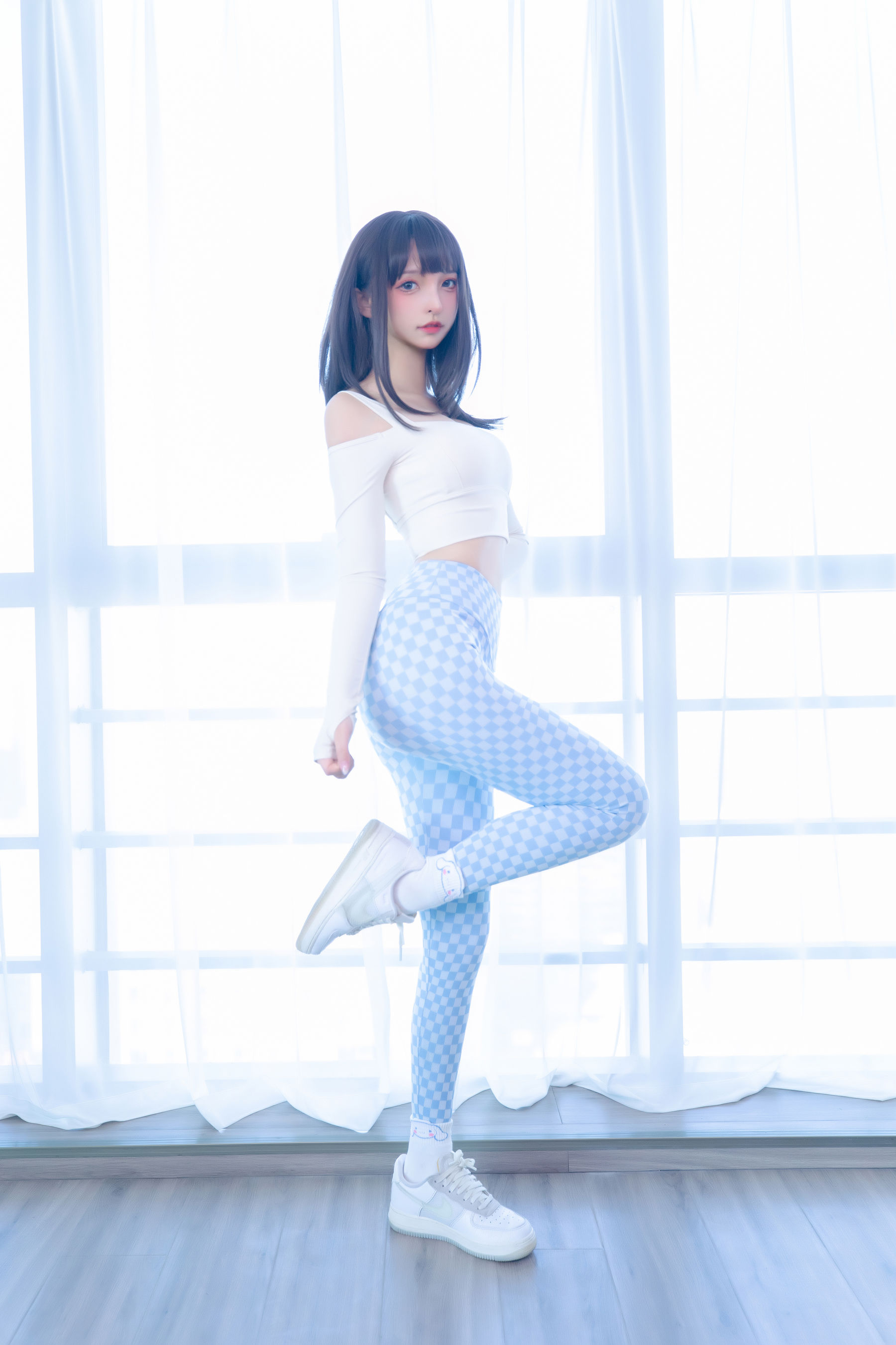 萝莉神楽板真冬 – 蓝白格 Cosplay-第52张