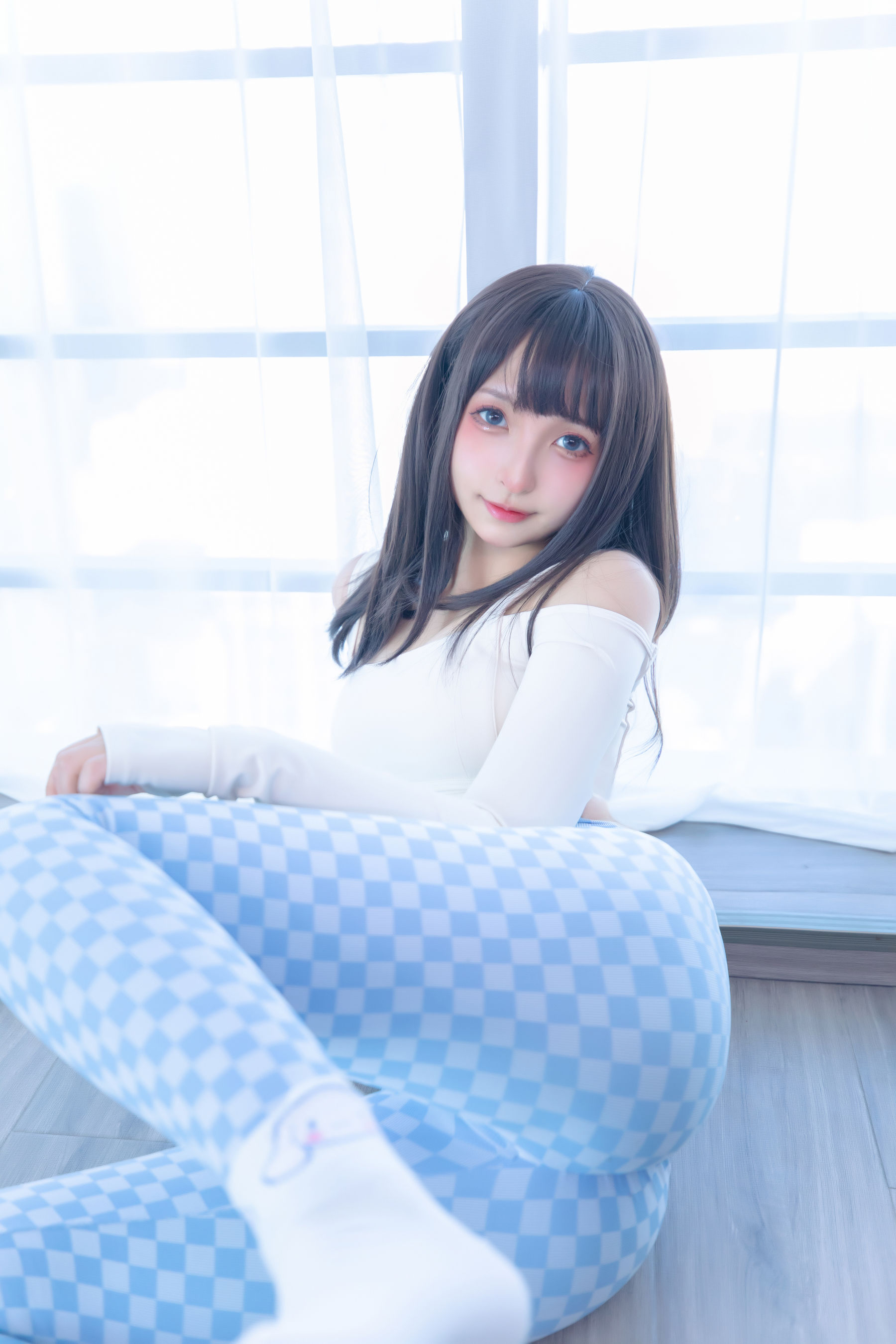 萝莉神楽板真冬 – 蓝白格 Cosplay-第65张