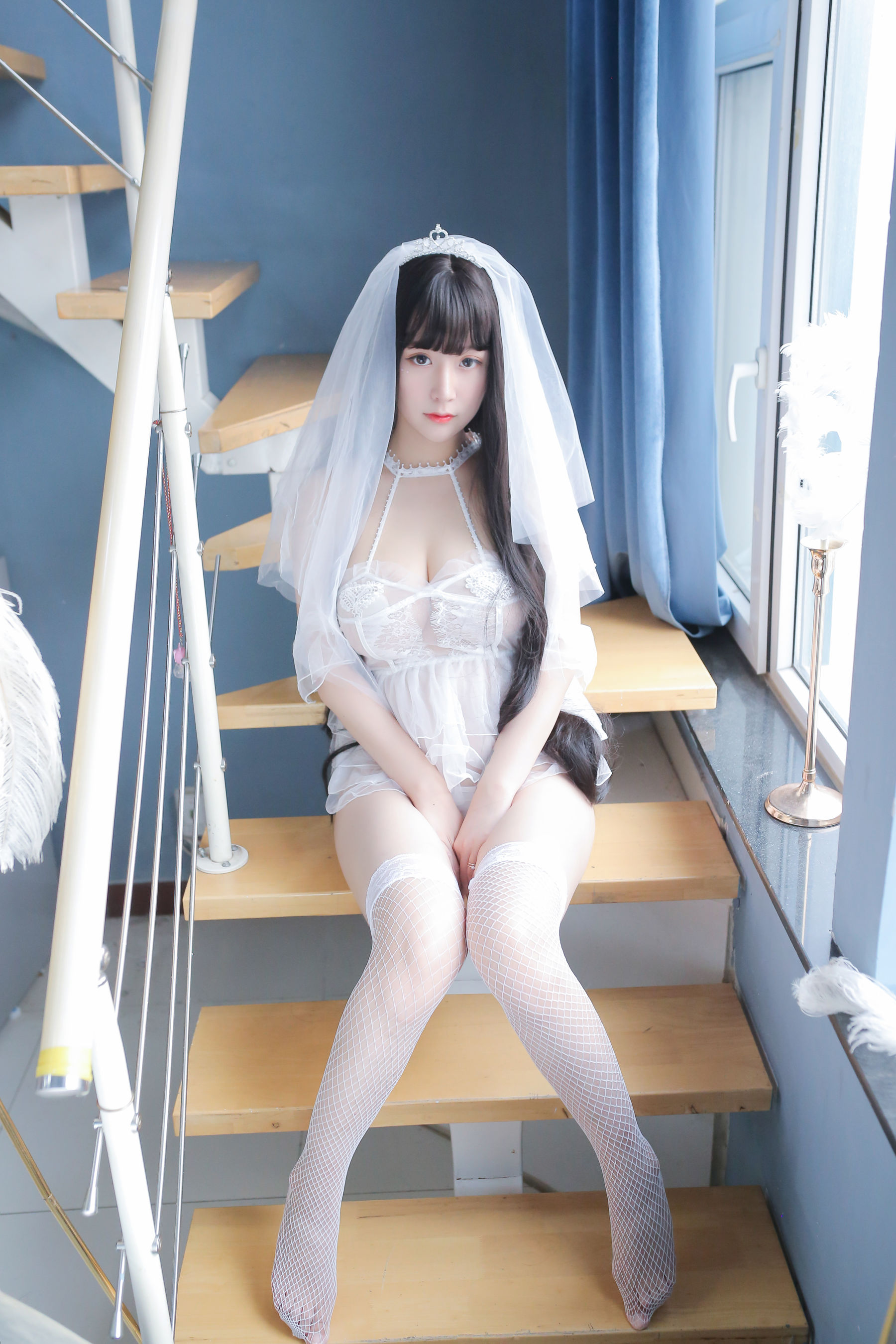 巨乳猫九酱Sakura – 长发婚纱 Cosplay-第59张