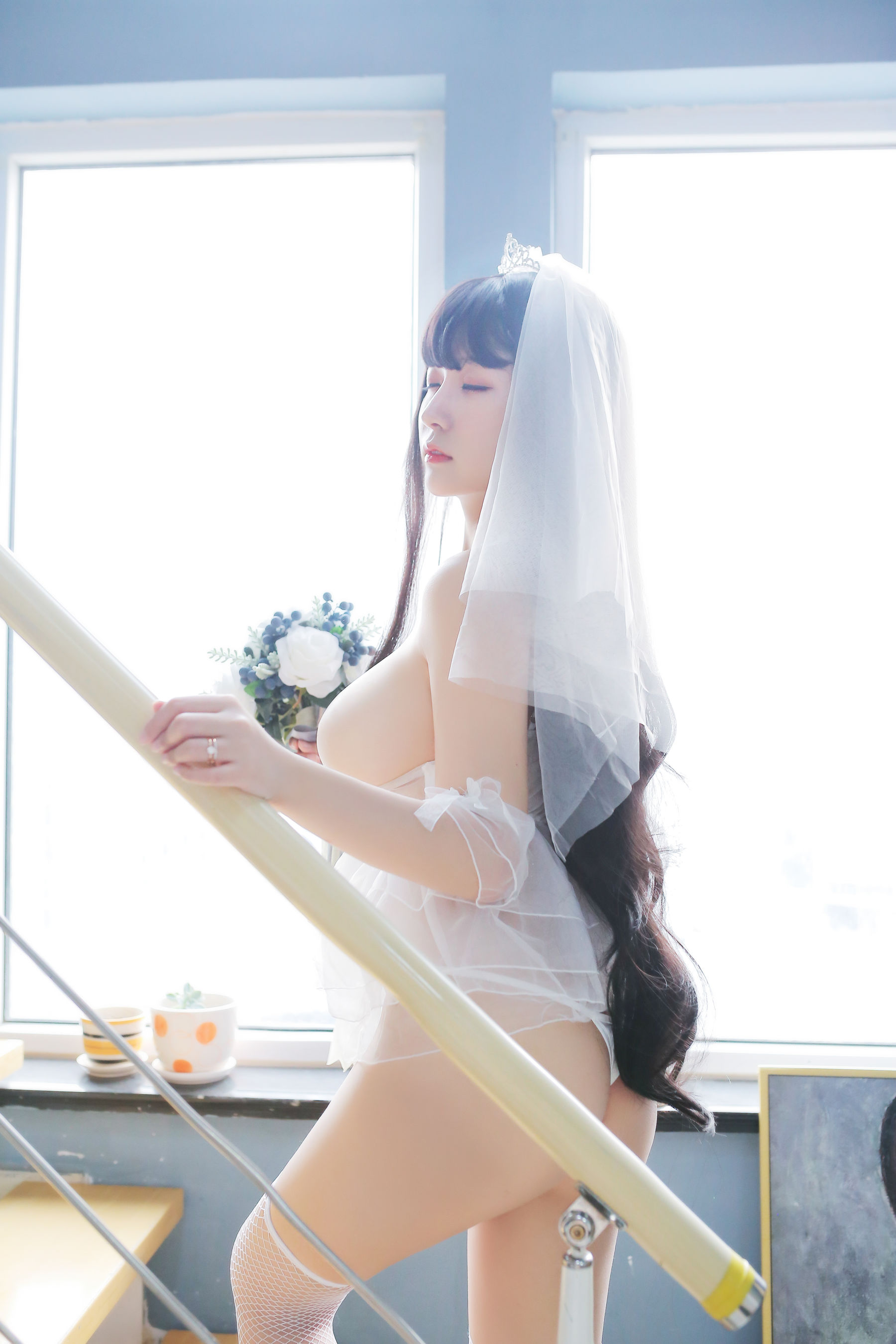 巨乳猫九酱Sakura – 长发婚纱 Cosplay-第42张