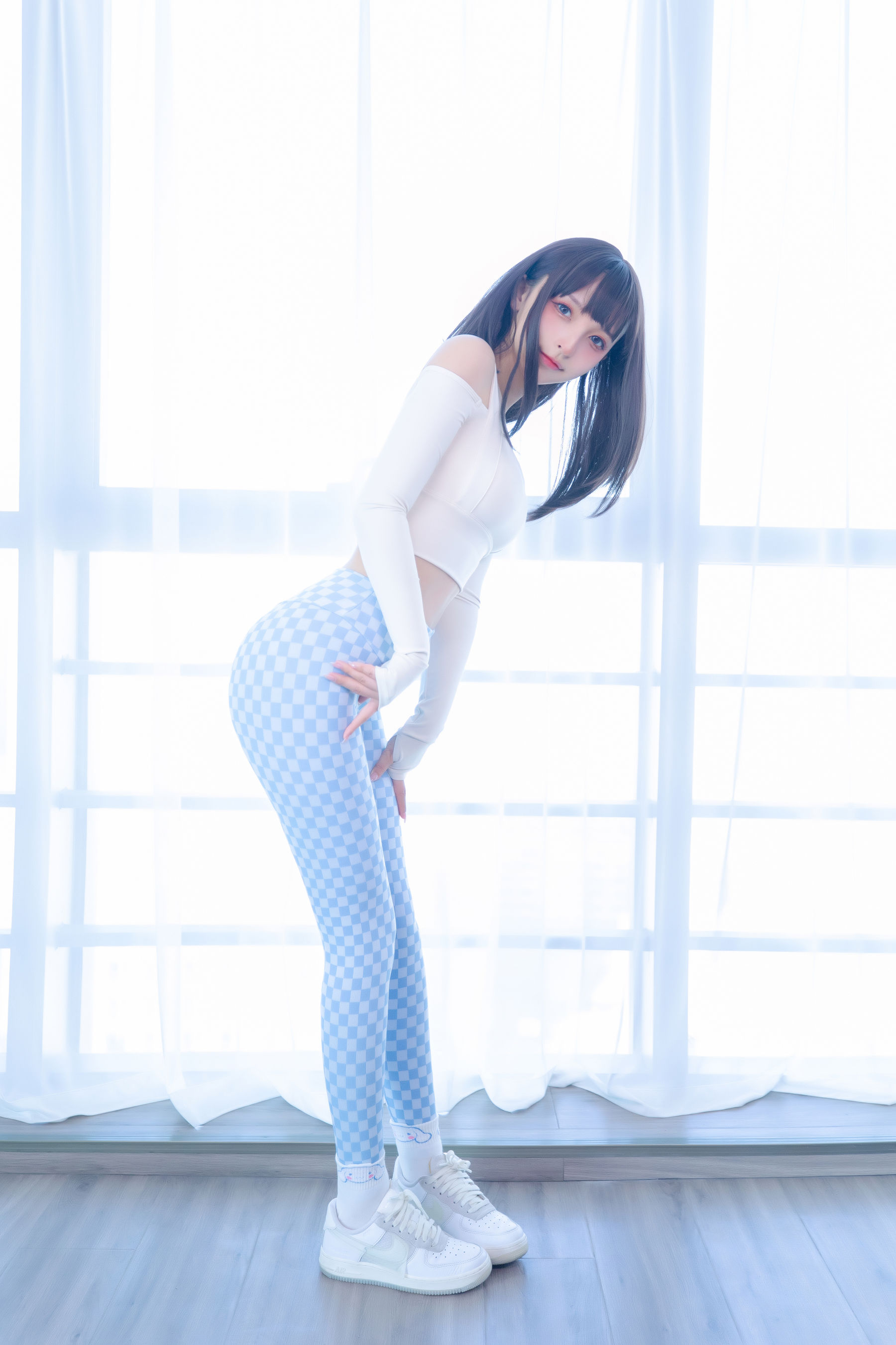 萝莉神楽板真冬 – 蓝白格 Cosplay-第51张