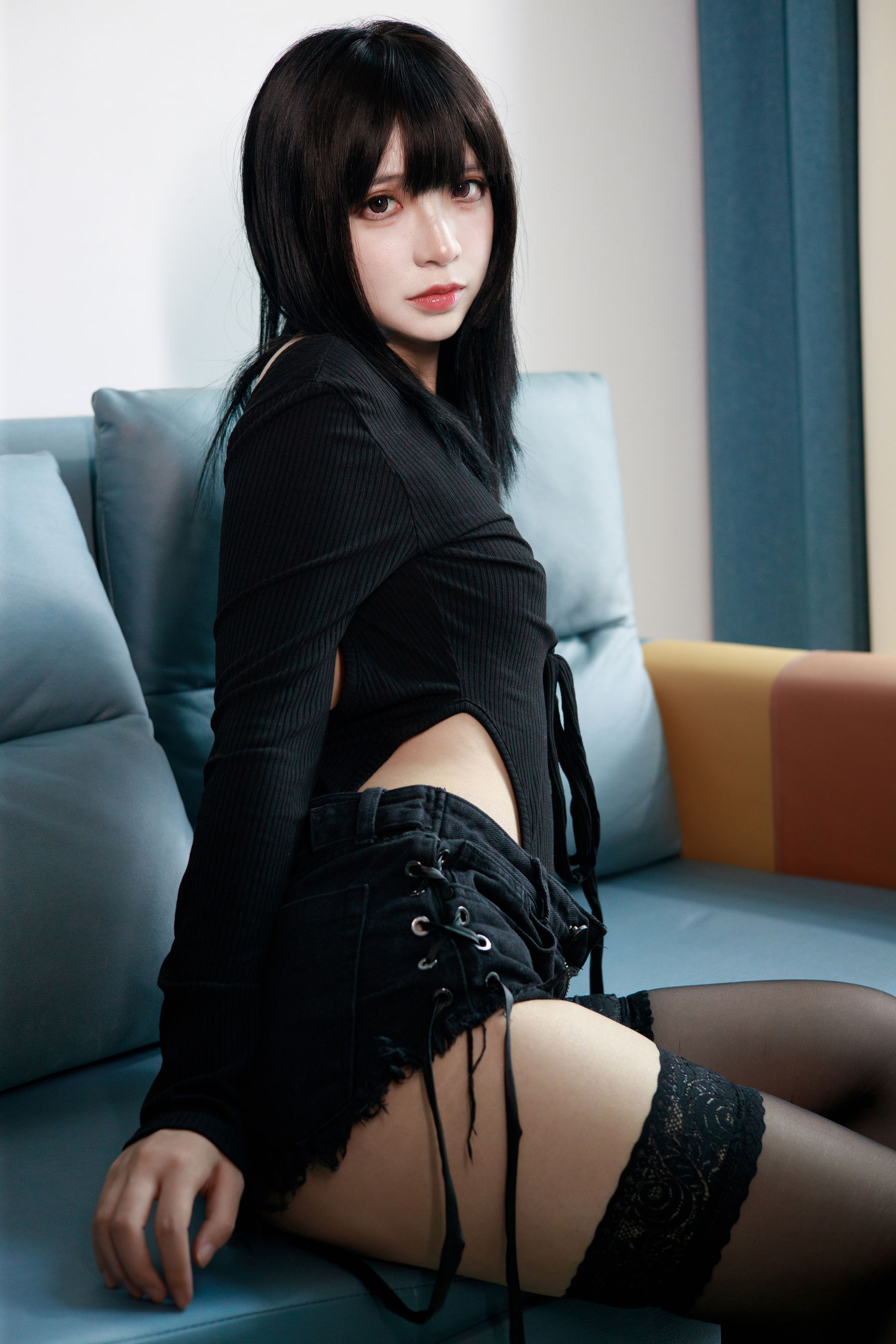 疯猫ss – 黑毛衣短裤 Cosplay-第2张