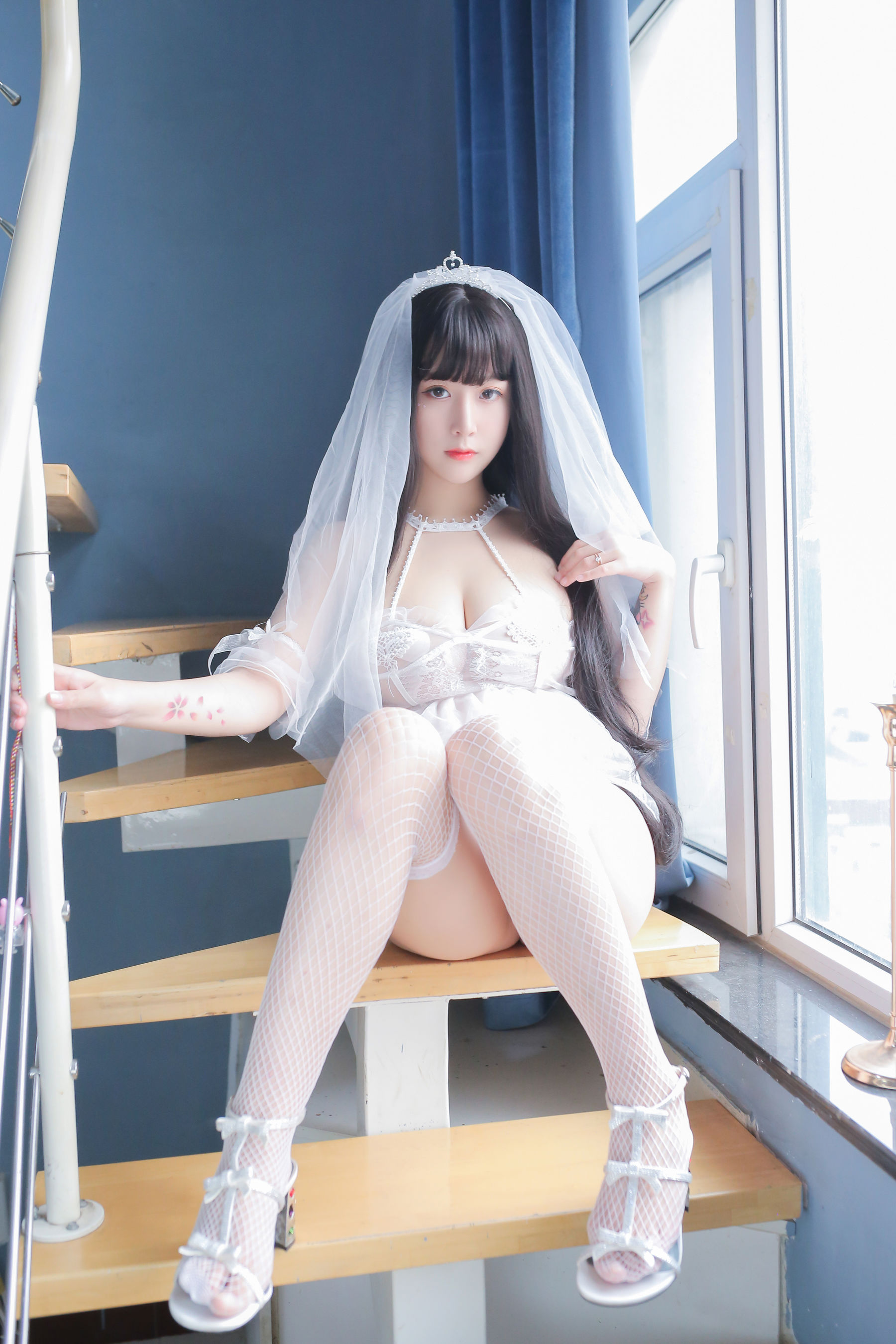 巨乳猫九酱Sakura – 长发婚纱 Cosplay-第53张