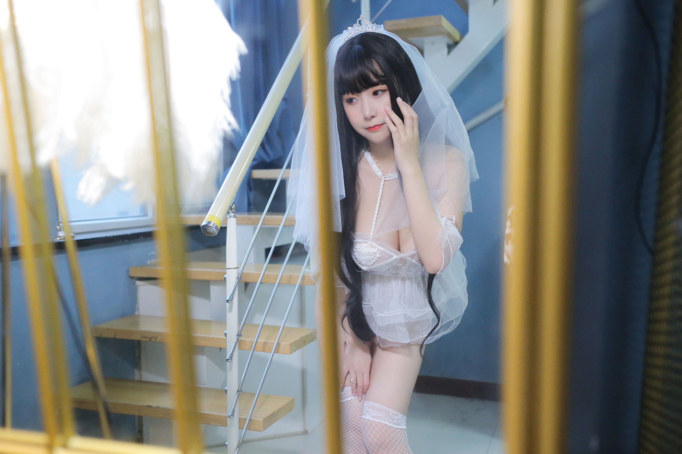 巨乳猫九酱Sakura – 长发婚纱 Cosplay-第30张
