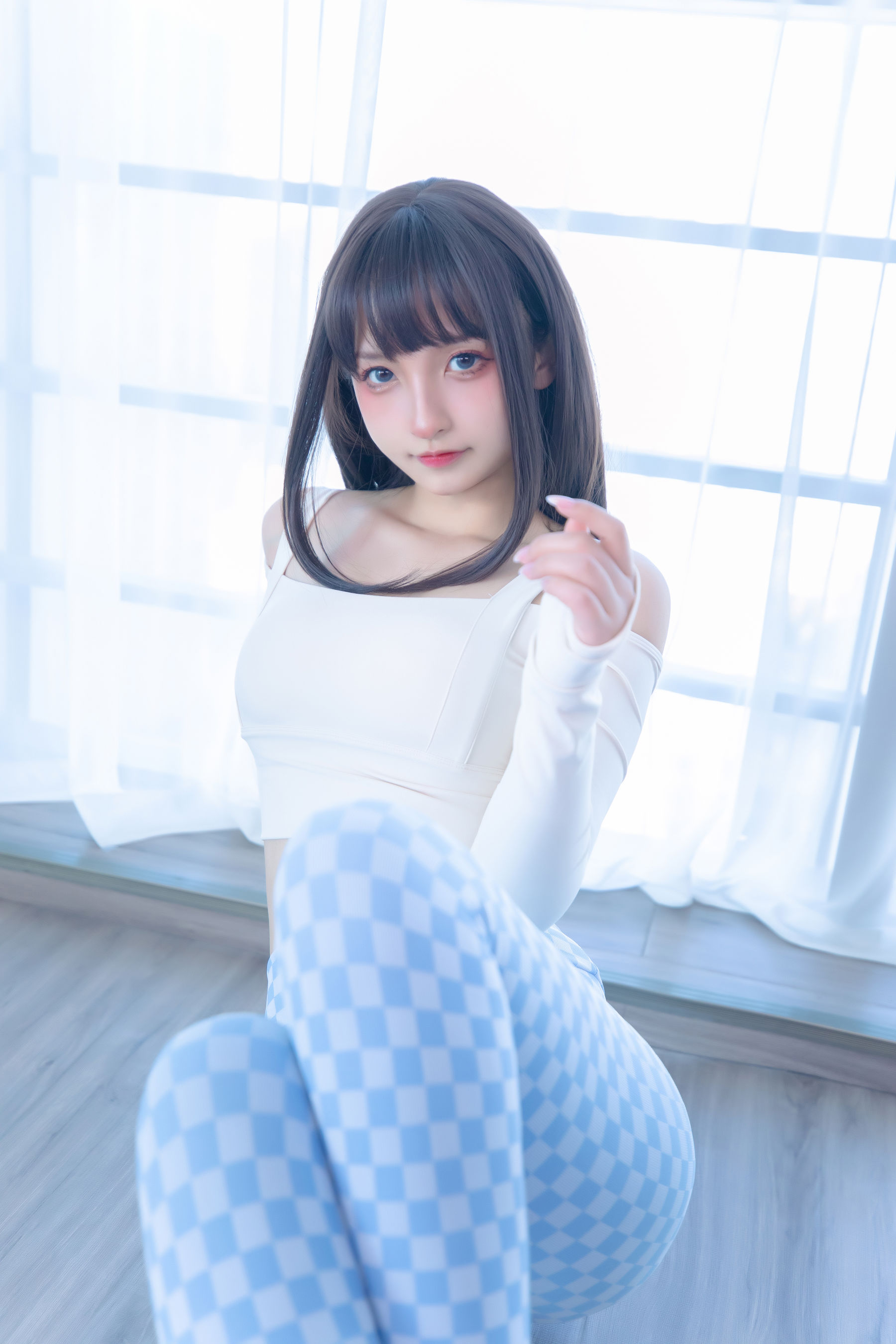 萝莉神楽板真冬 – 蓝白格 Cosplay-第62张