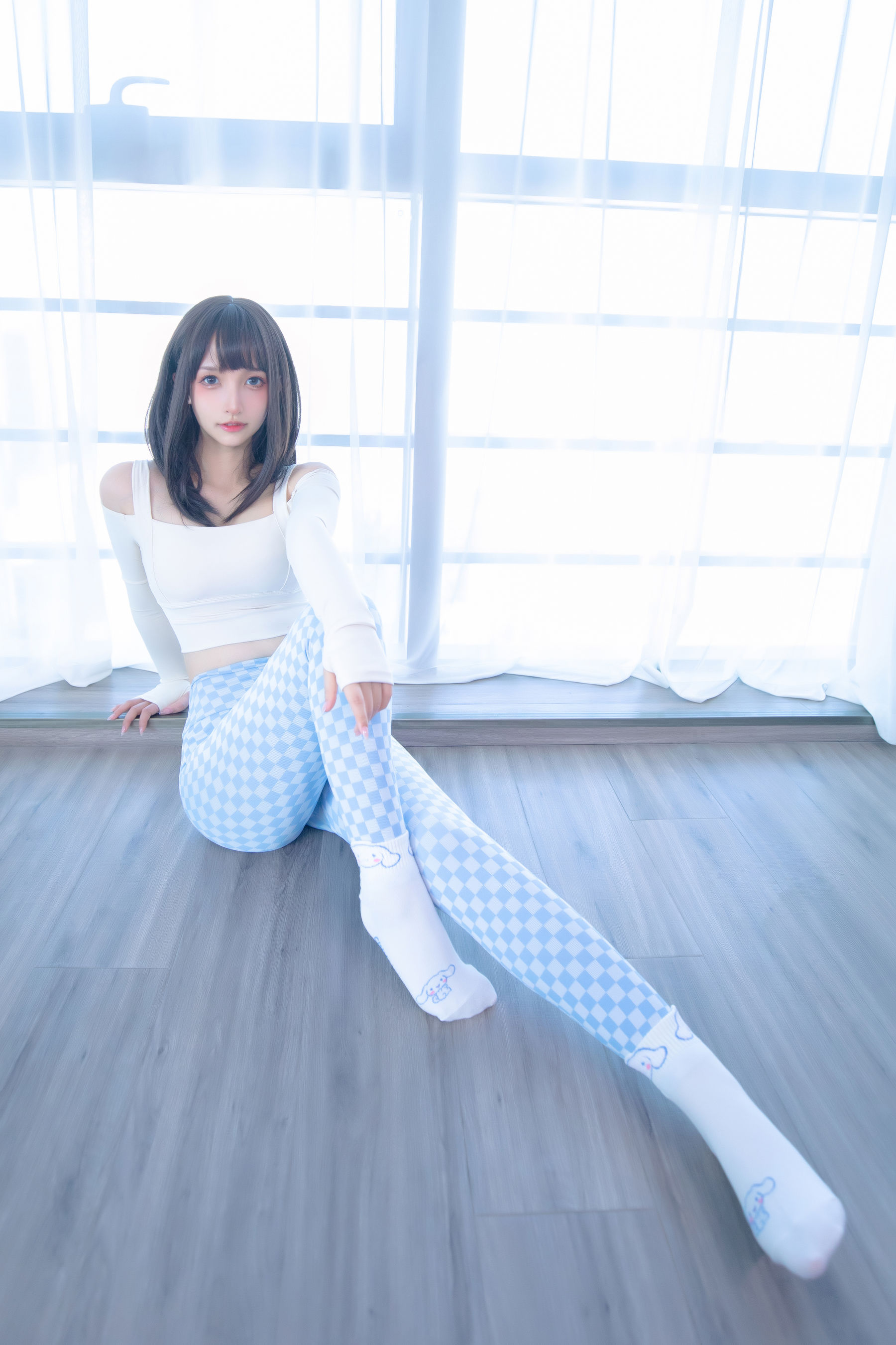 萝莉神楽板真冬 – 蓝白格 Cosplay-第36张