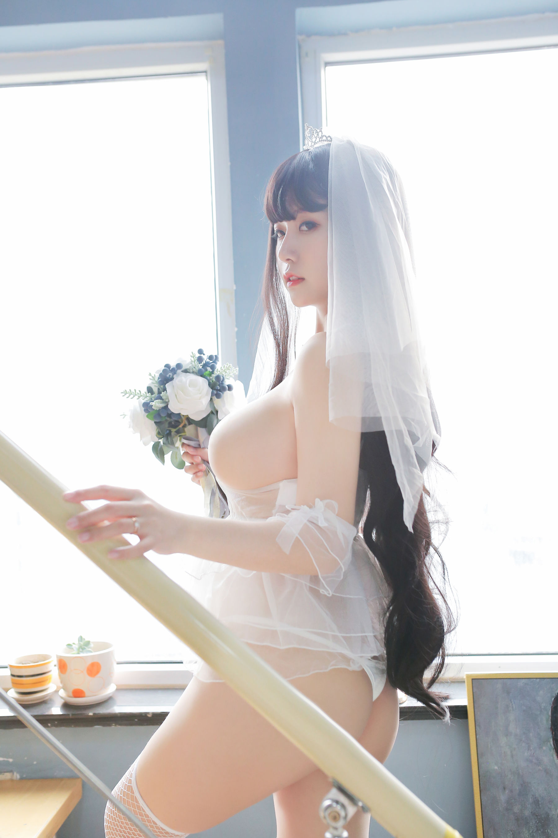 巨乳猫九酱Sakura – 长发婚纱 Cosplay-第41张