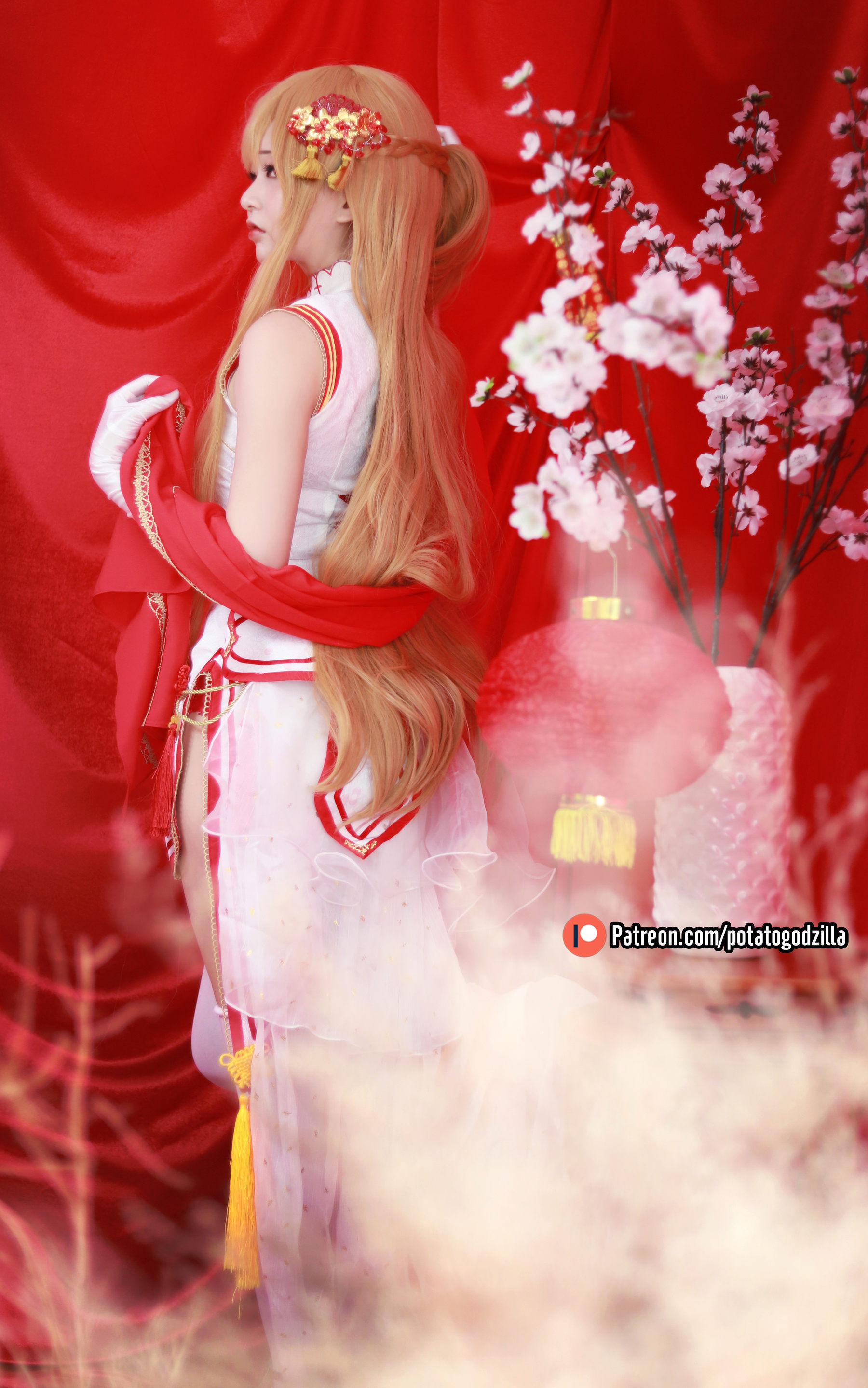 Potato Godzilla – Asuna Yuuki Qipao Cosplay-第3张