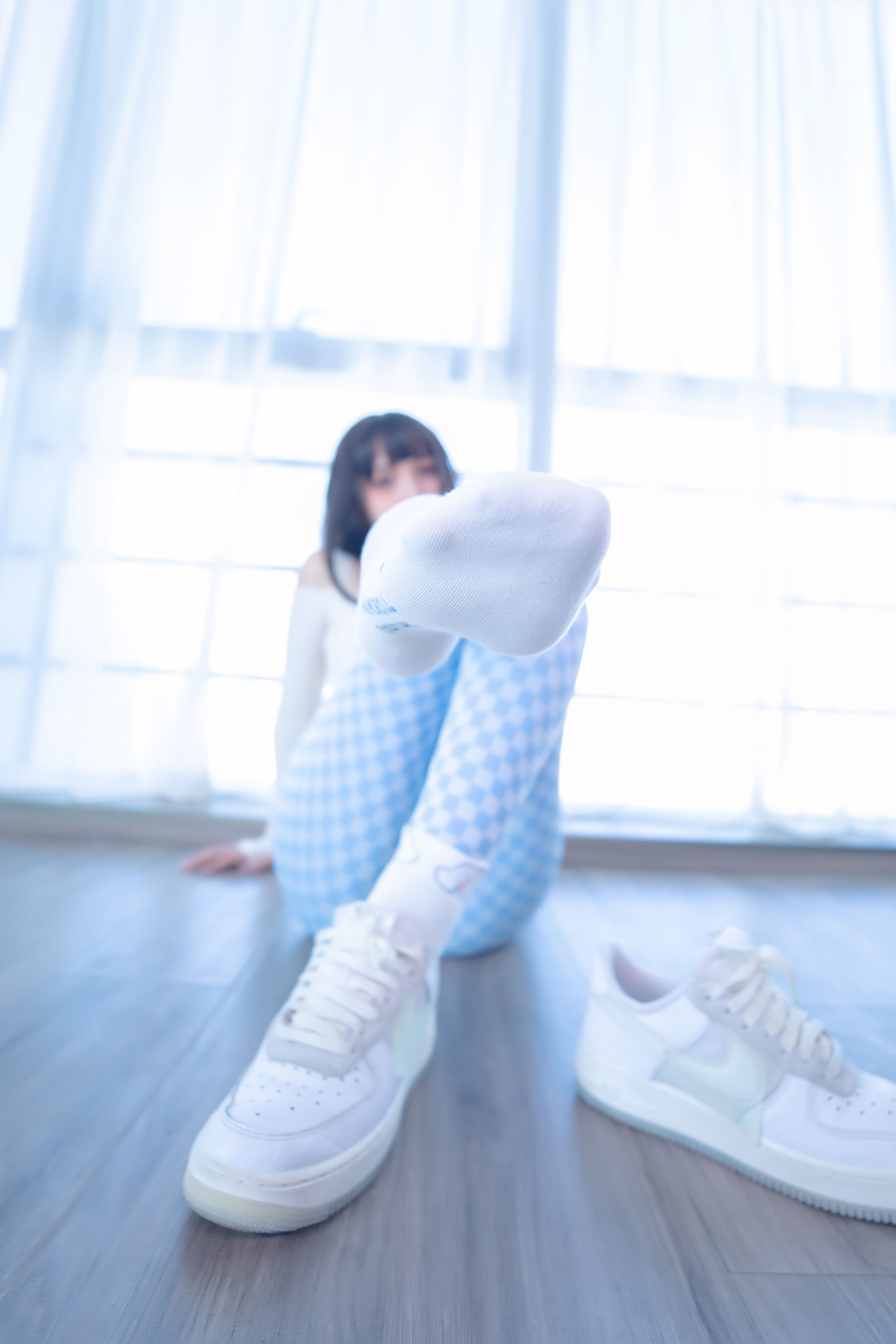 萝莉神楽板真冬 – 蓝白格 Cosplay-第55张