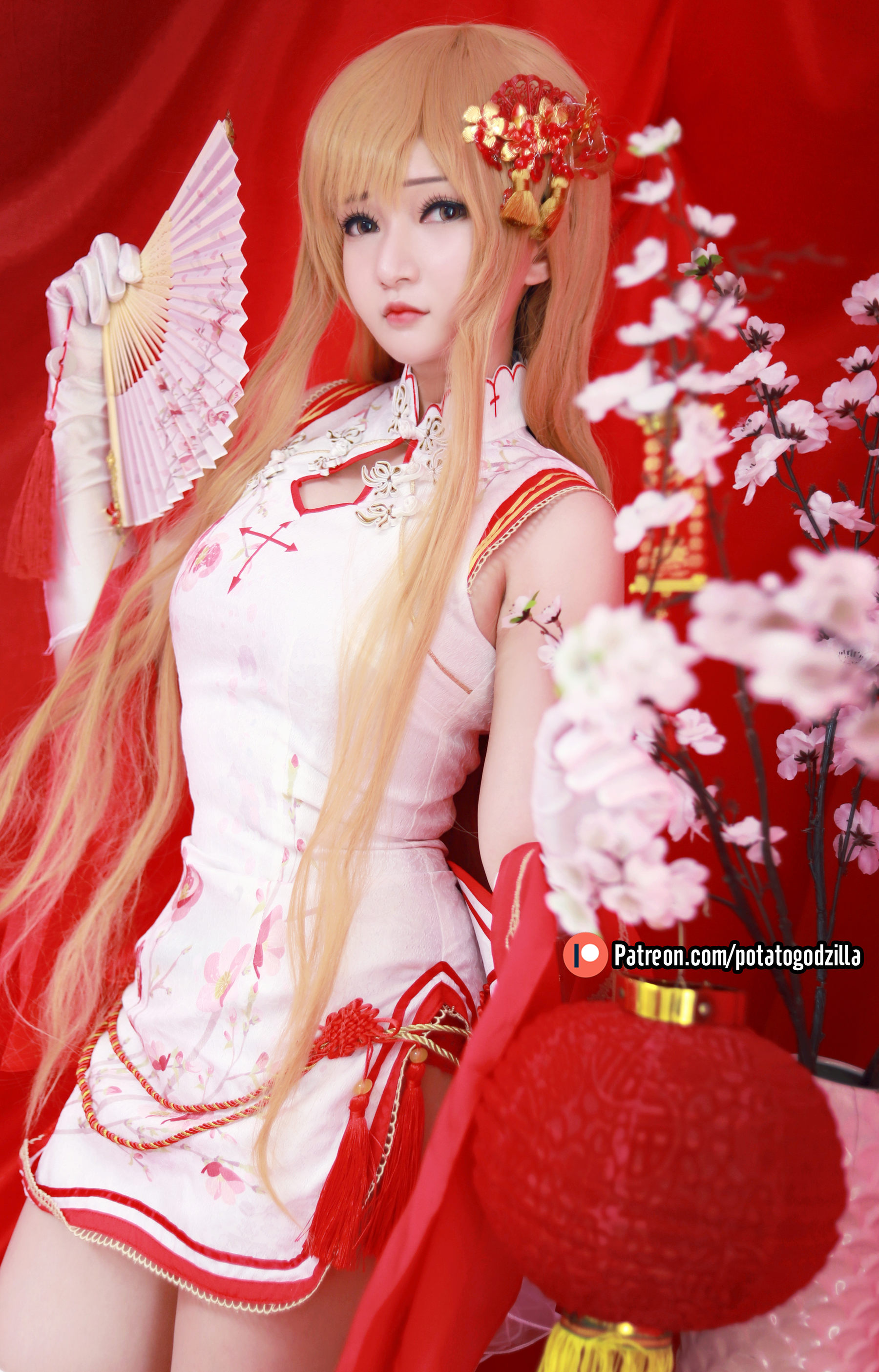Potato Godzilla – Asuna Yuuki Qipao Cosplay-第1张