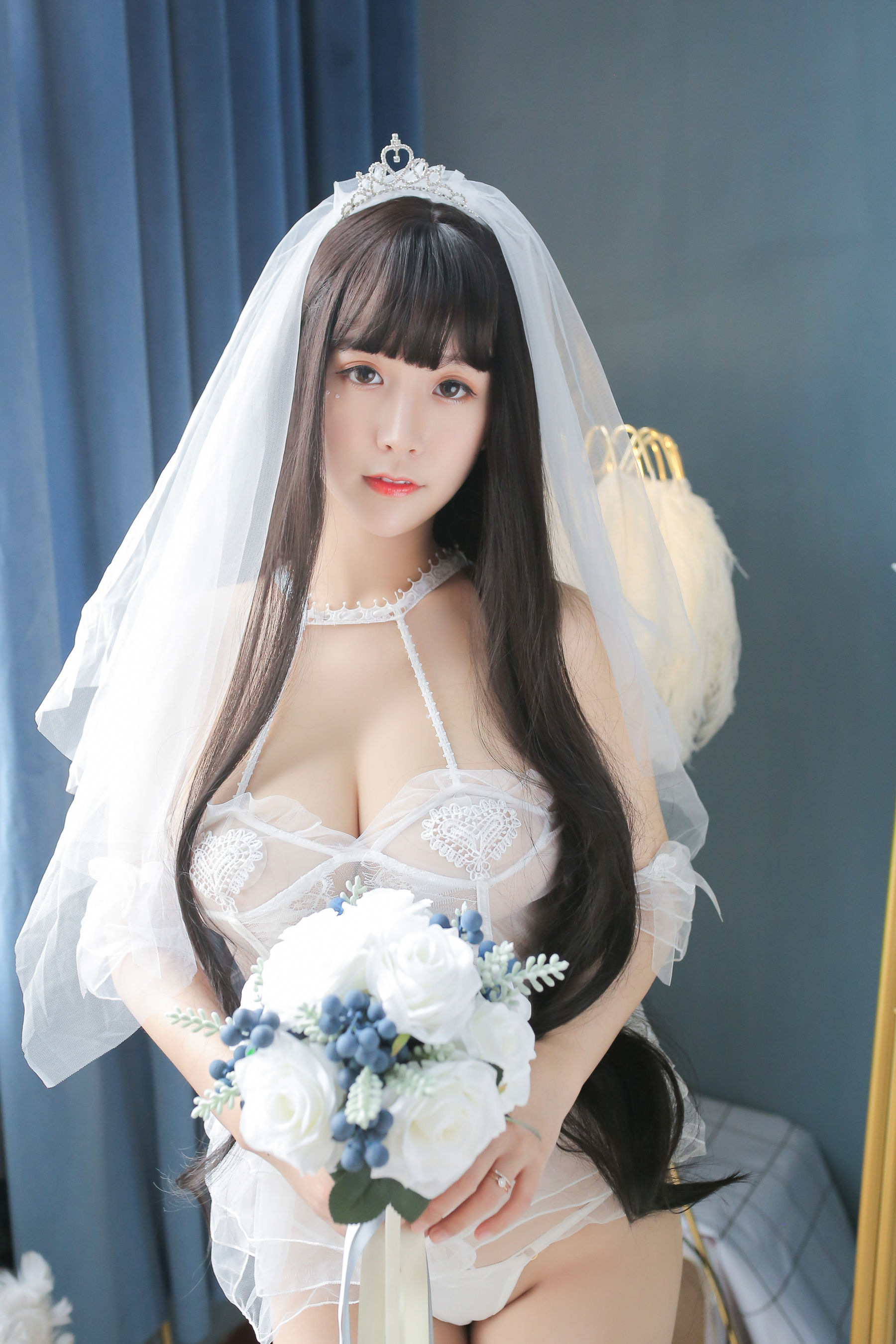 巨乳猫九酱Sakura – 长发婚纱 Cosplay-第33张