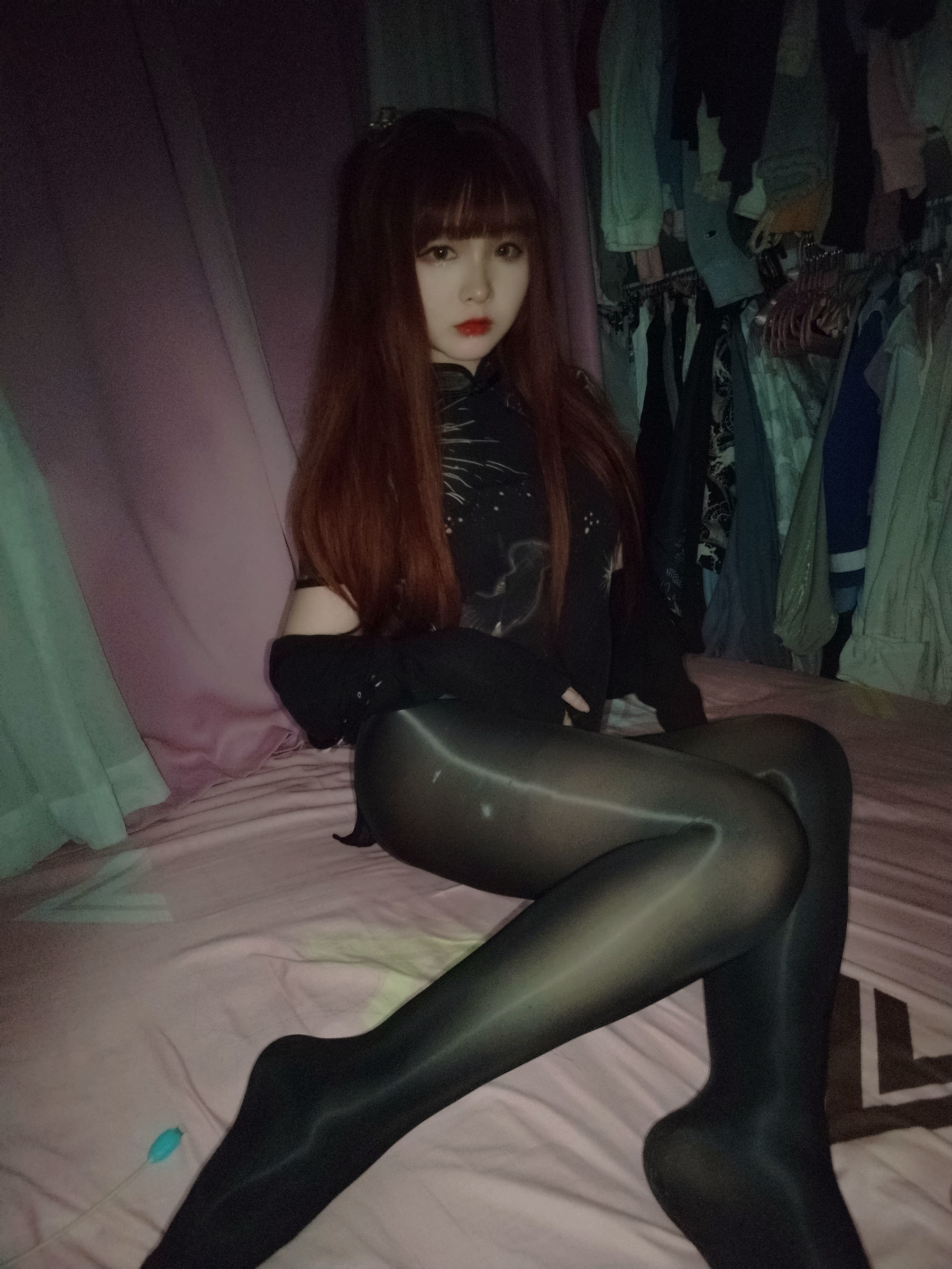 二次元美女古川kagura – 亮丝黑旗袍 Cosplay-第5张