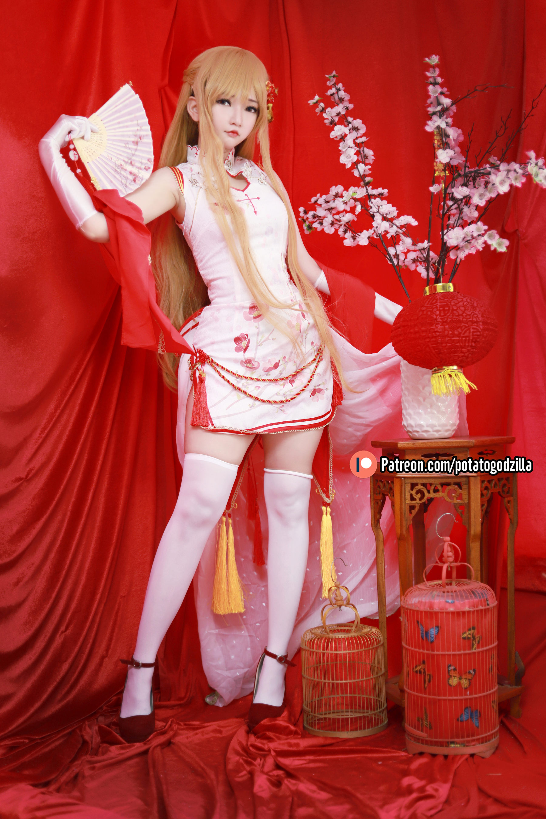 Potato Godzilla – Asuna Yuuki Qipao Cosplay-第8张