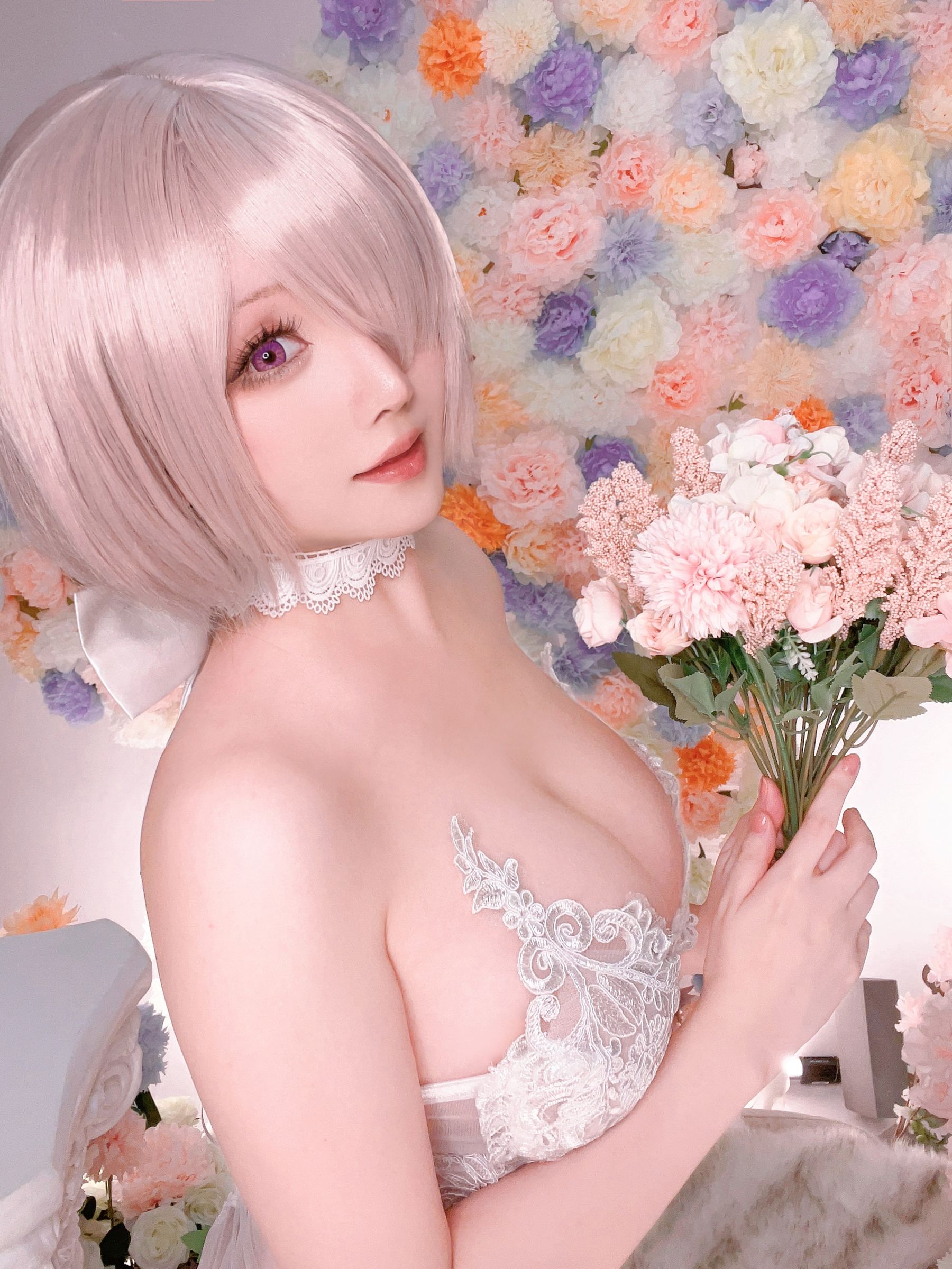 Coser小姐姐星之迟迟 – 玛修婚纱 Cosplay-第5张