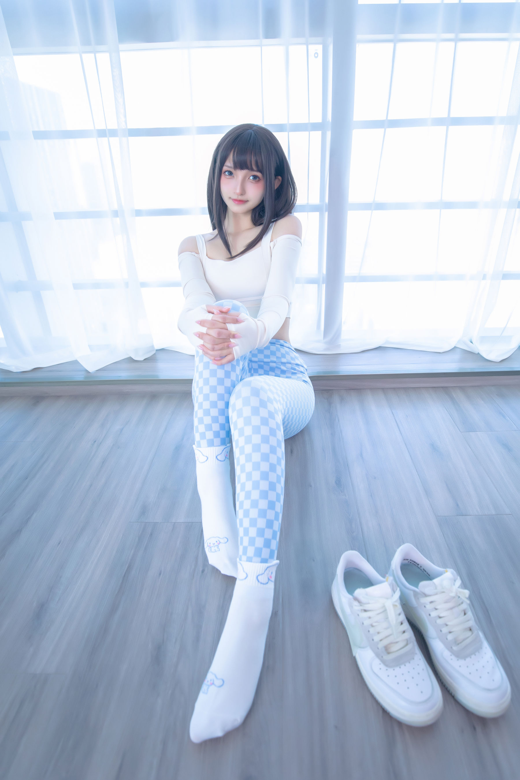 萝莉神楽板真冬 – 蓝白格 Cosplay-第38张
