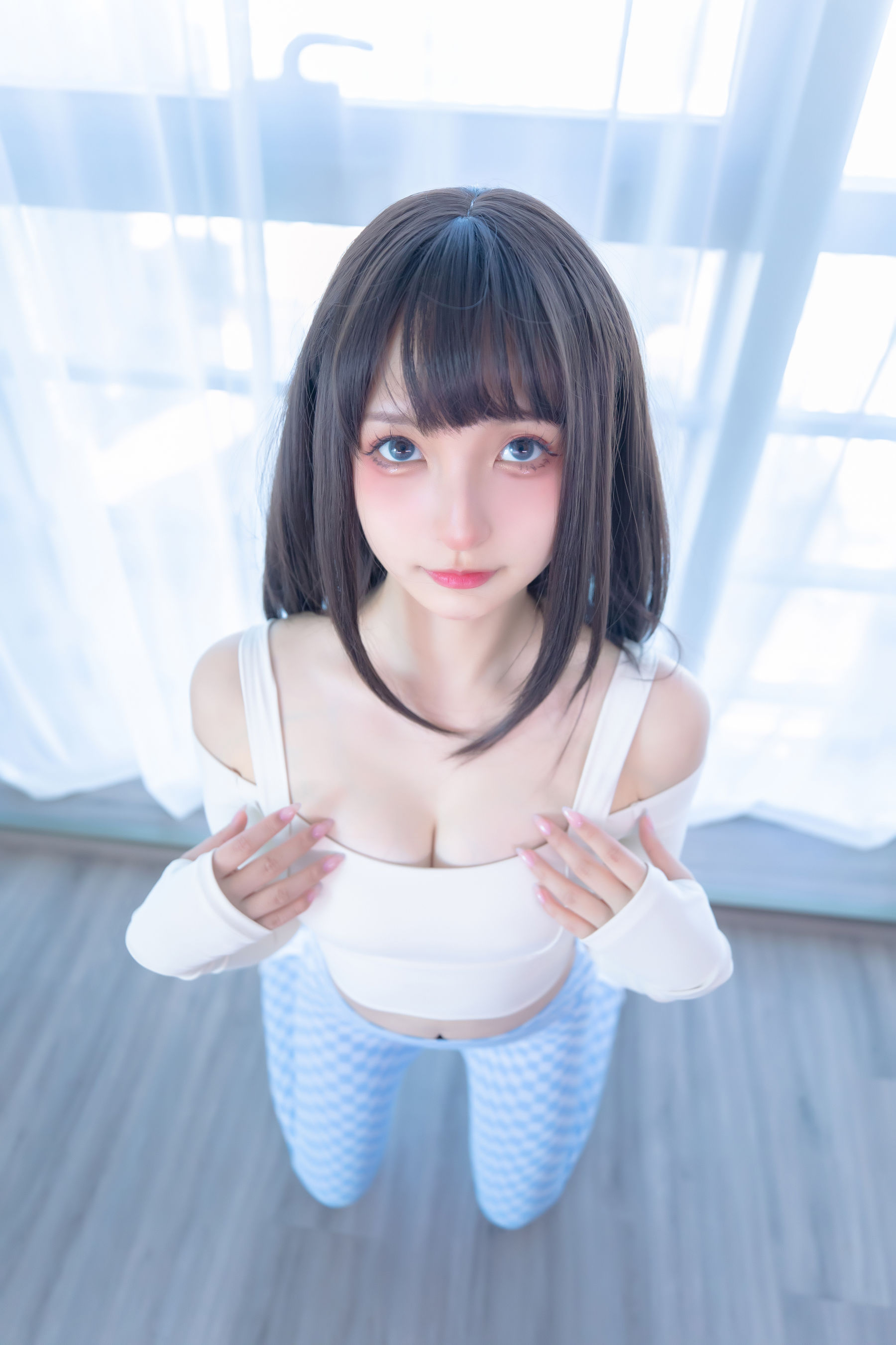 萝莉神楽板真冬 – 蓝白格 Cosplay-第17张