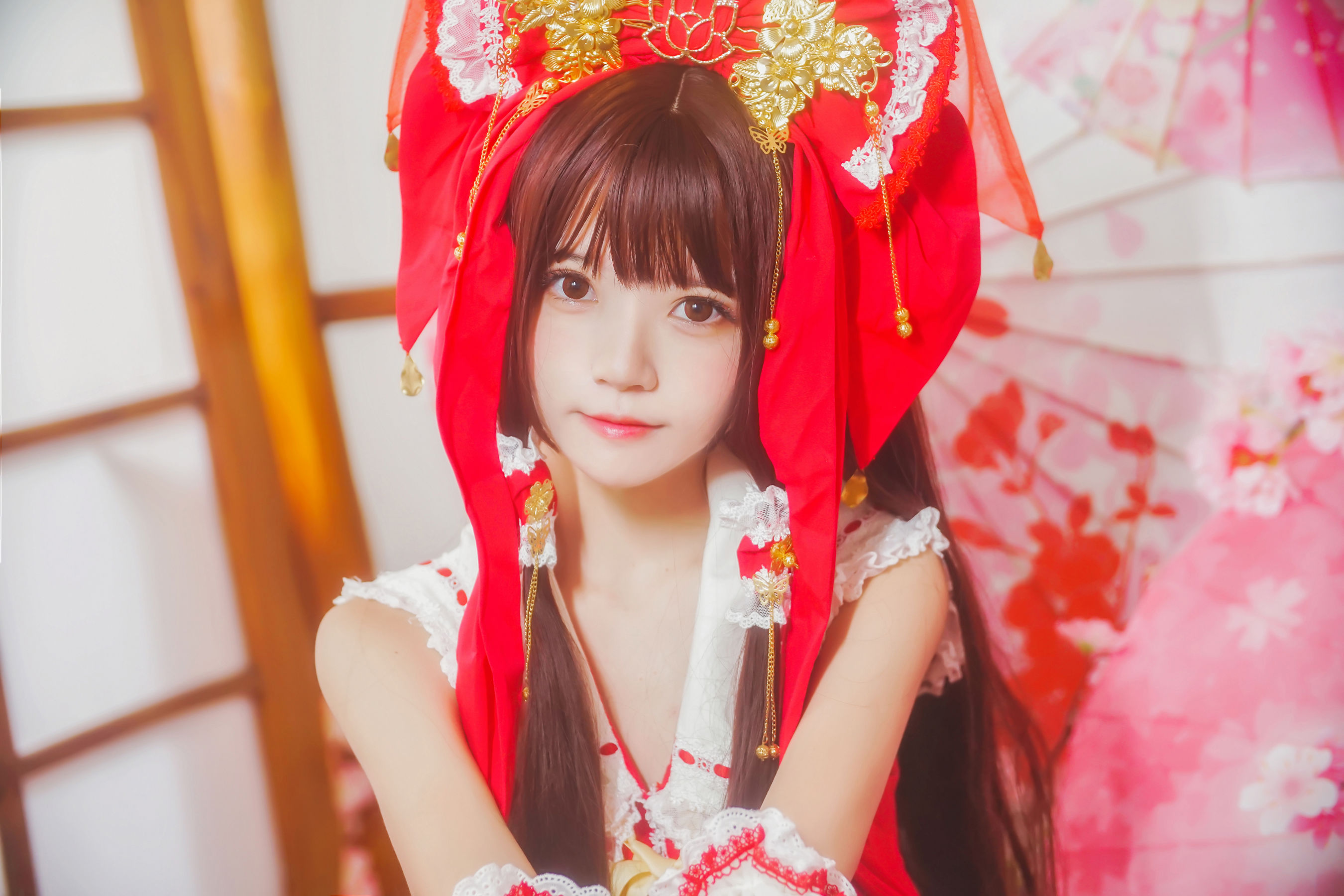 [萝莉COS] 桜桃喵《灵梦 新年快乐》 Cosplay-第12张