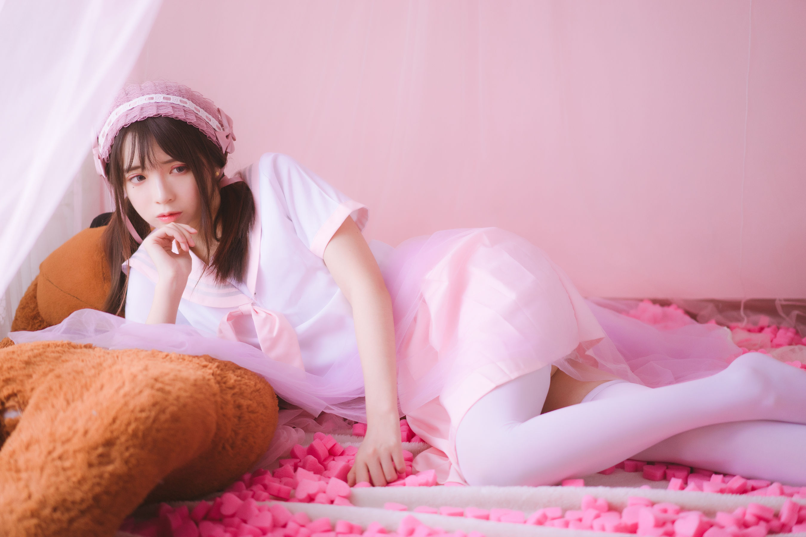 [萝莉COS] 疯猫ss《丝袜狂想曲(粉)》 Cosplay-第5张